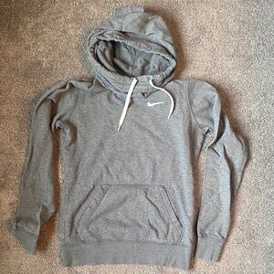 Nike Heather Gray Hooded Sweatshirt with White Swoosh